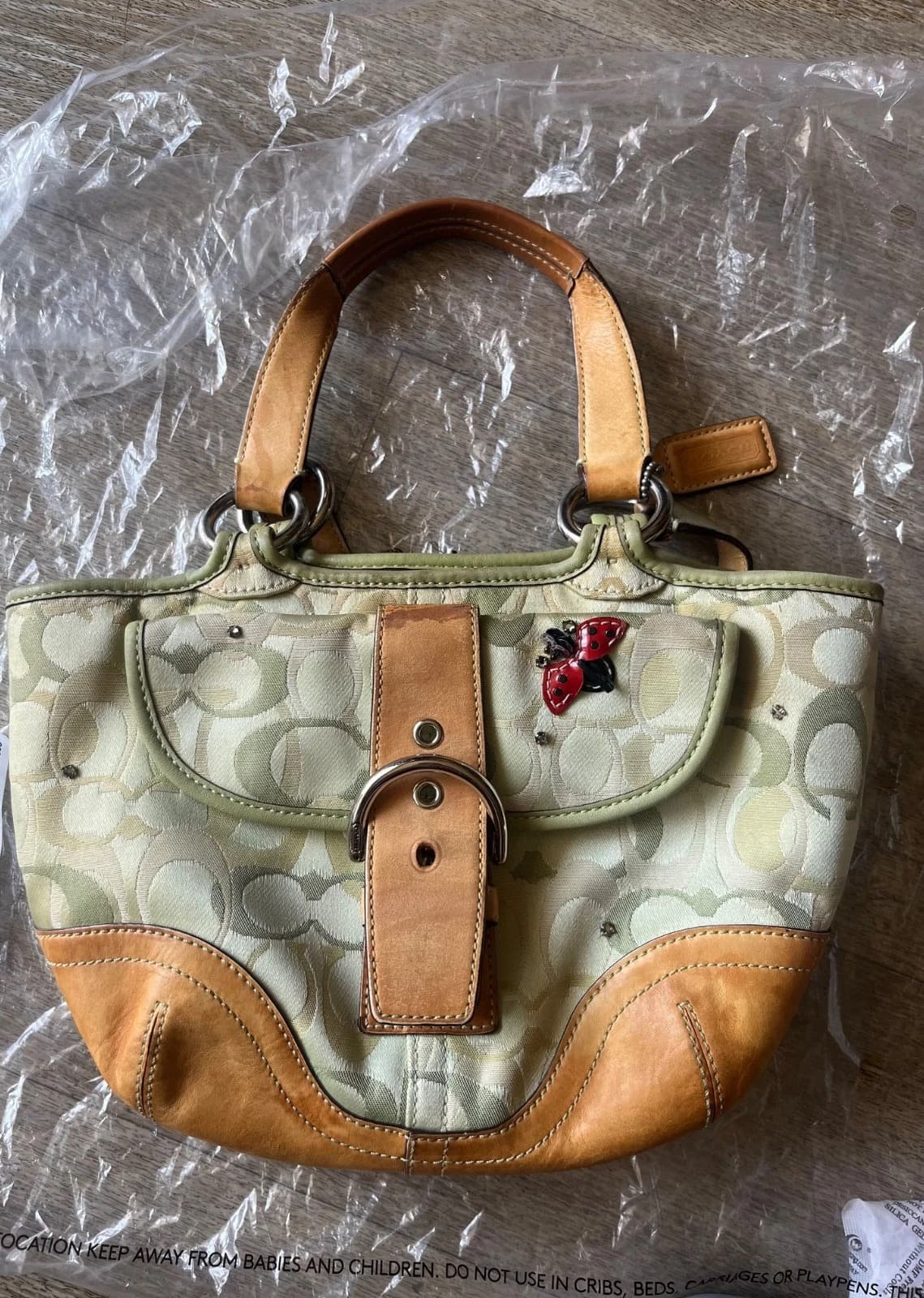 Ladybug 2004 Coach Purse Tote Bag Signature Canvas - Image 1