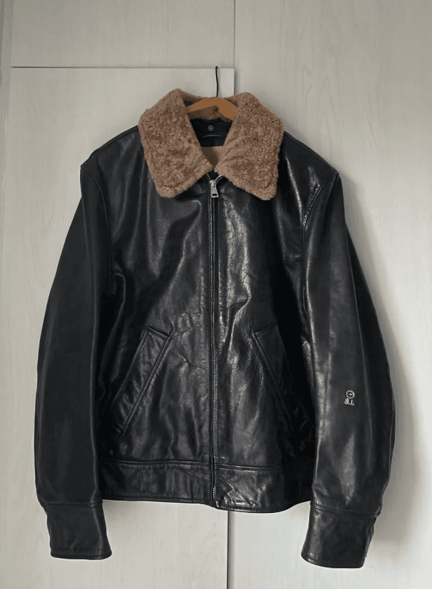 Premium Stone Island Black Leather Jacket XXL, Excellent Condition - Image 1