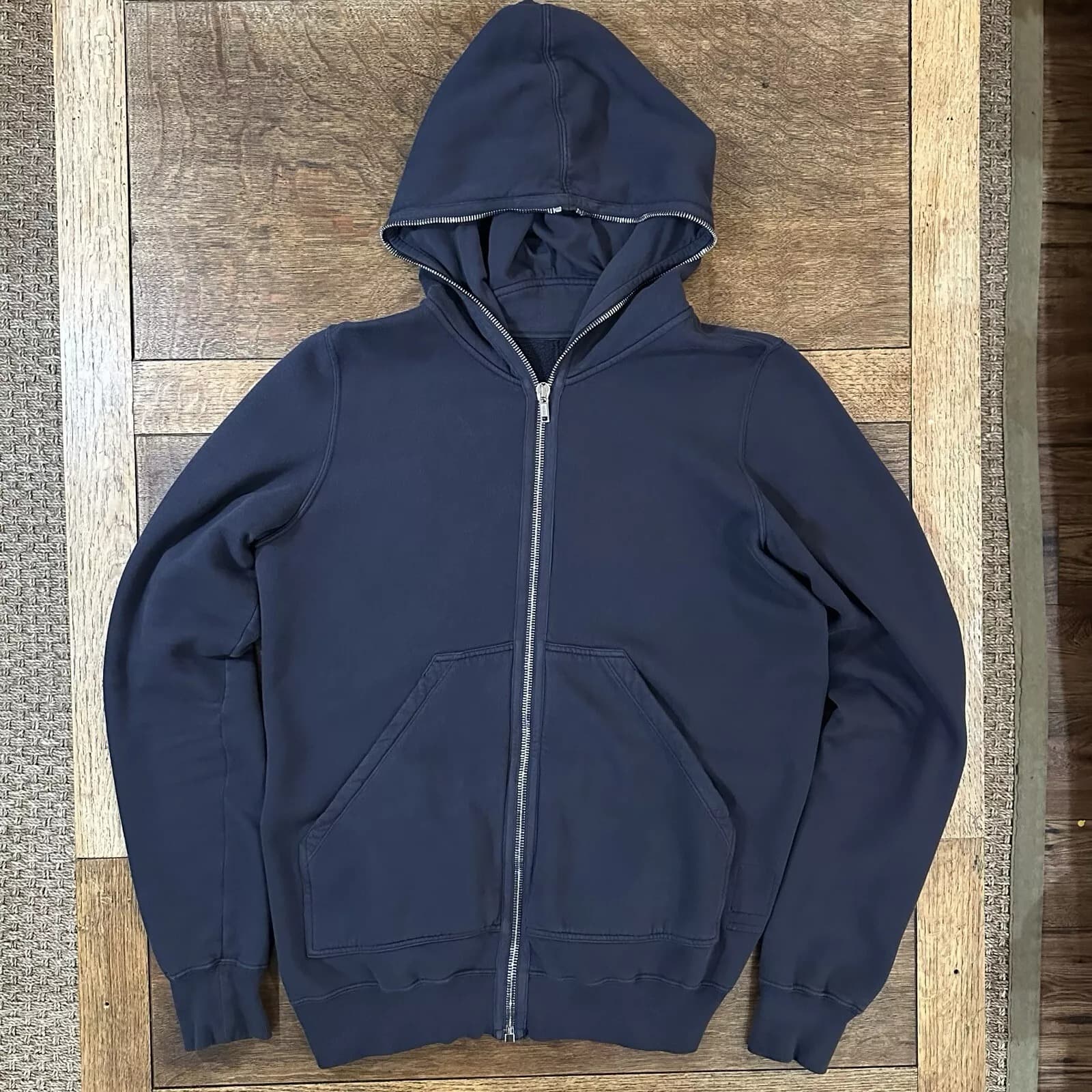 Rick Owens DRKSHDW Navy Blue Full Zip Gimp Hoodie – Size XL - Image 1
